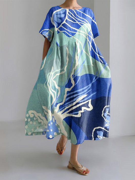 半袖プリントドレス - 嵐