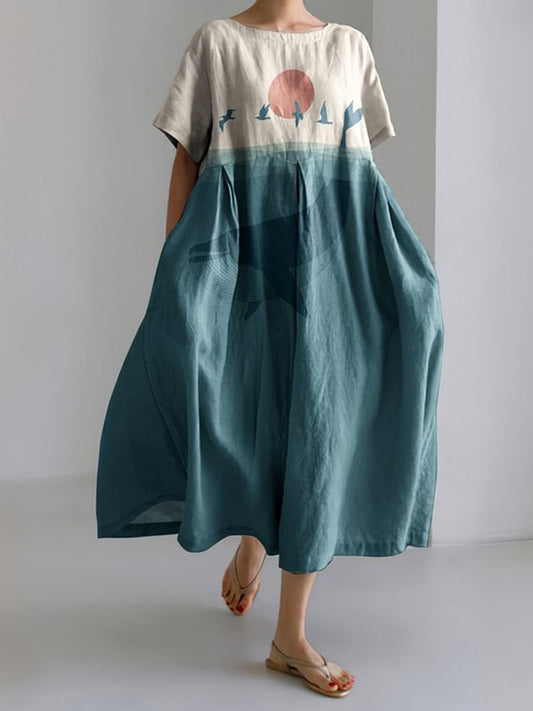 半袖プリントドレス - 日没