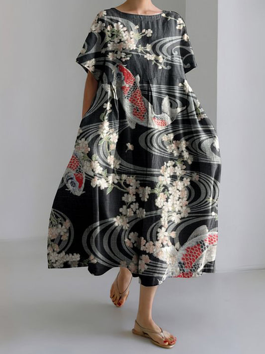 半袖プリントドレス - 川